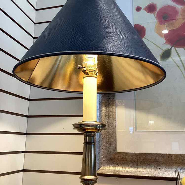 Stiffel Brass Lamp w/Black Shade