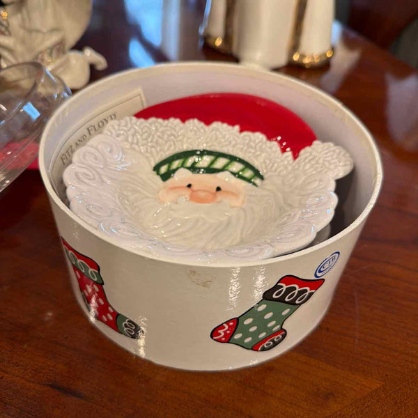 2 Fitz & Floyd Santa Dishes in Box