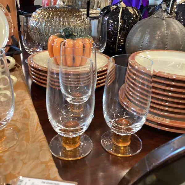 Eight Denby Fire Water Glasses