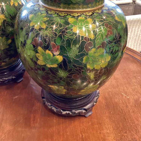 Pair Of Cloisonne Ginger Jars