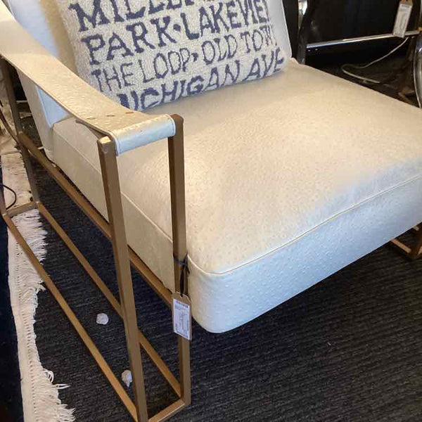 White Ostrich Leather Contempory Chair