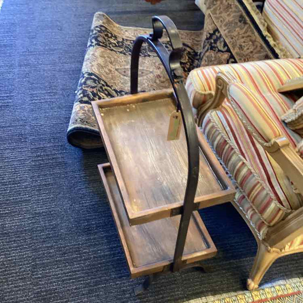 Two Tiered Wood And Iron Tray