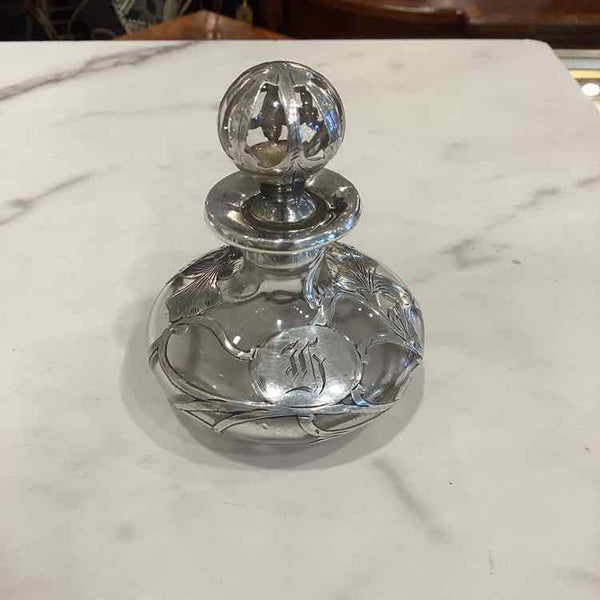Antique Crystal Sterling Silver Perfume Bottle
