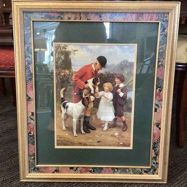 Equestrian Scene w/Children and Beagles