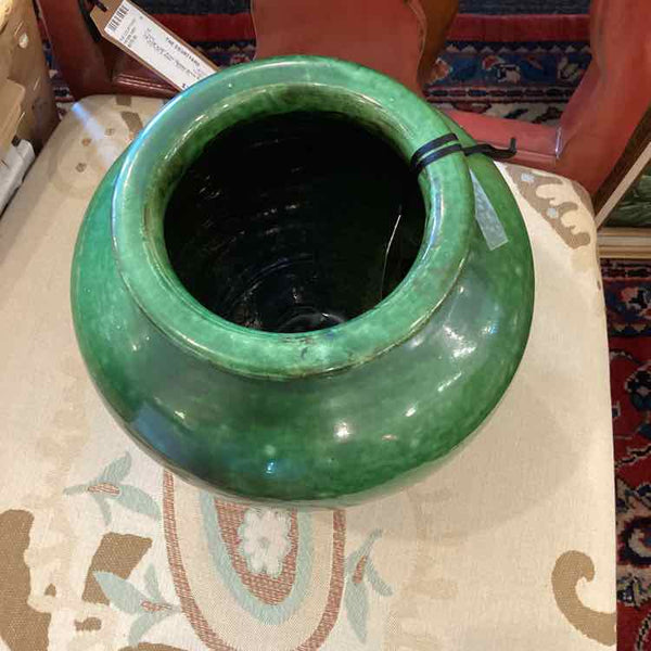 Vintage French Green Clay Vase
