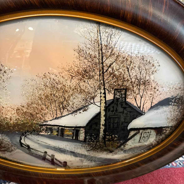 Vintage Winter Scene on Glass