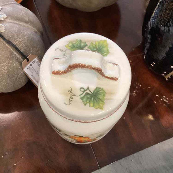 Ceramic Canister With Pumpkins