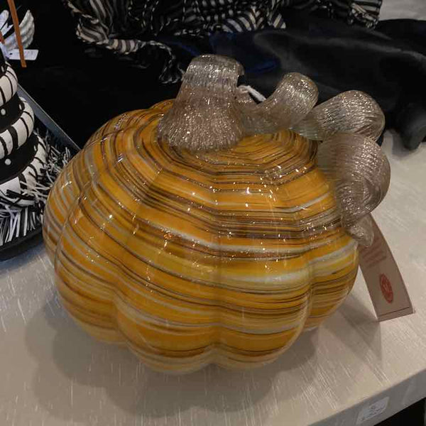 Martha Stewart Orange Swirl Glass Pumpkin