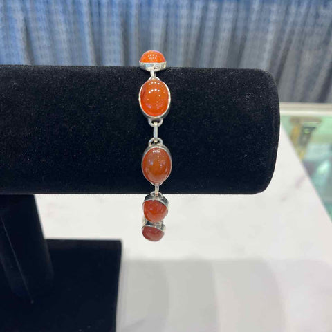 Sterling and Carnelian? Stone Bracelet