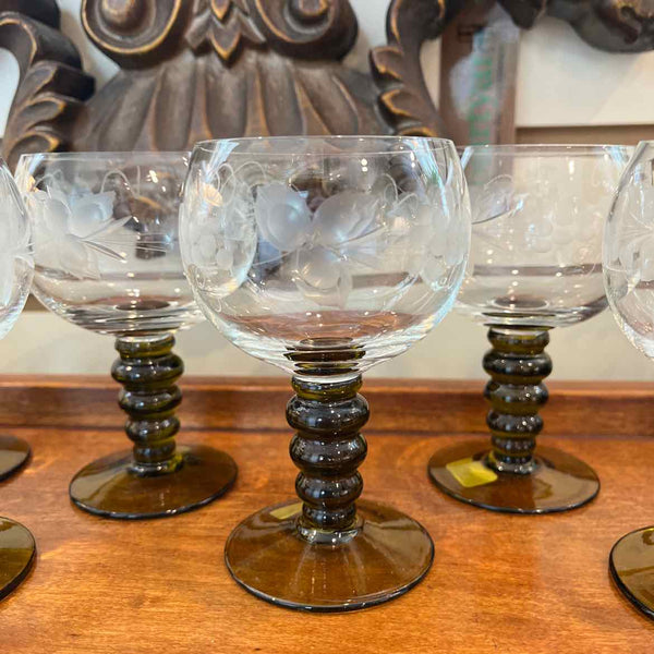 Vintage Etched Wine Glasses