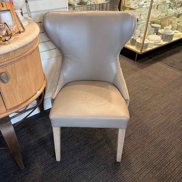 Gray Vinyl Side Chair w/Nail Head Trim