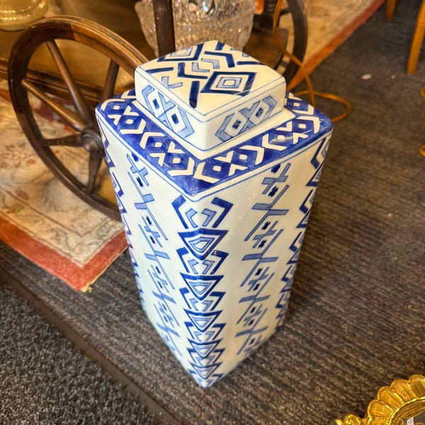 Blue/White Geometric Ginger Jar