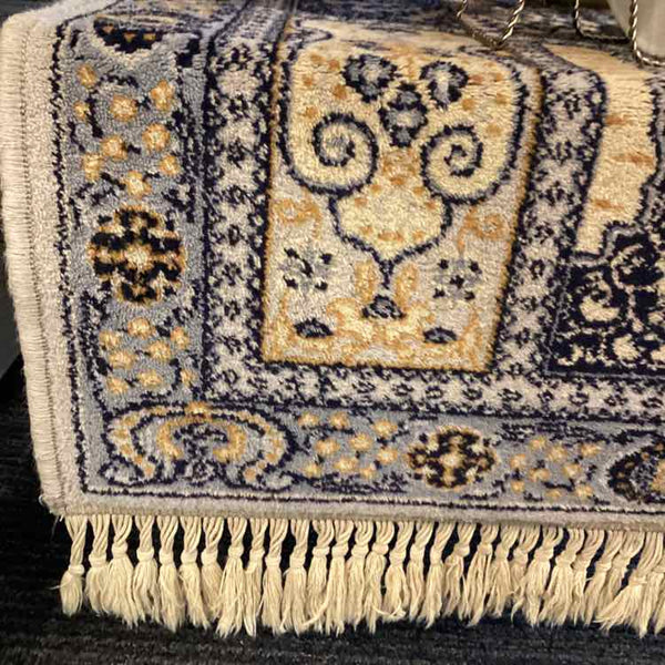 Blue And Ivory Handmade Runner