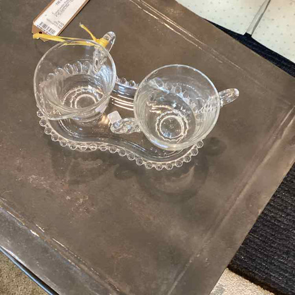 Candlewick Creamer, Sugar And Tray