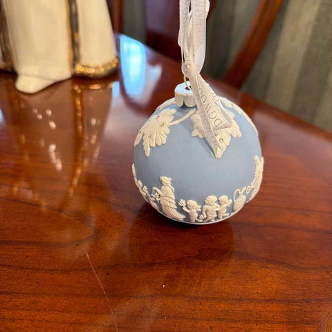 Lgt. Blue Jasperware Rd Ornament
