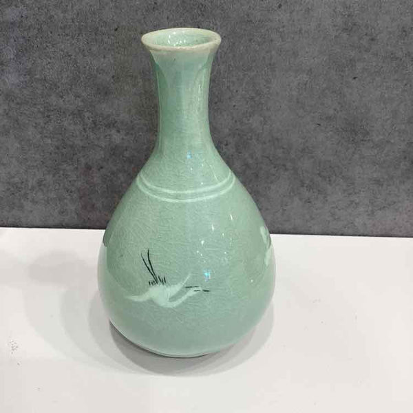 6" Green Crackle Bud Vase