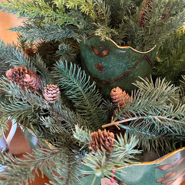 Green/Gold Metal Footed Planter