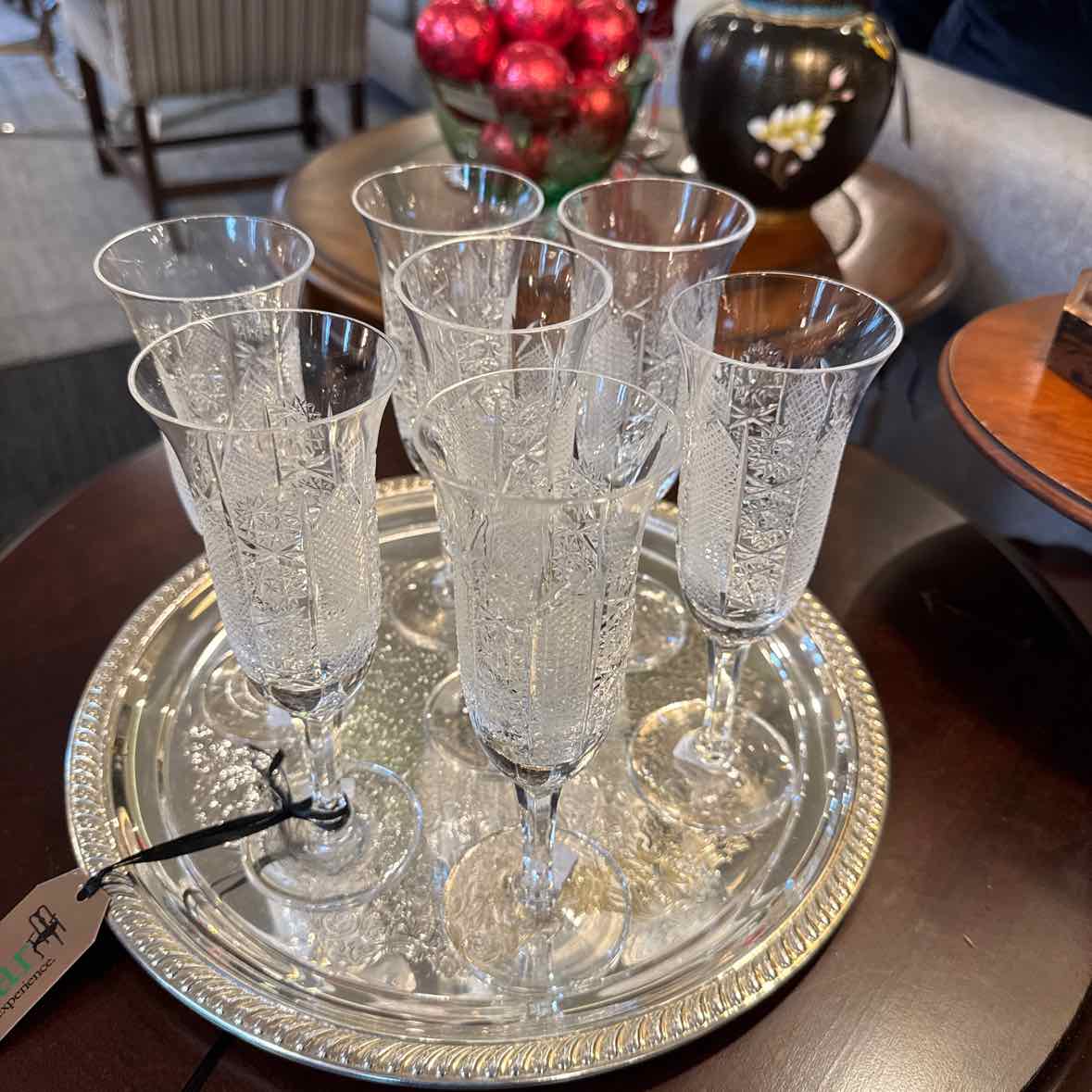 Seven Rogaska Champagne Flutes