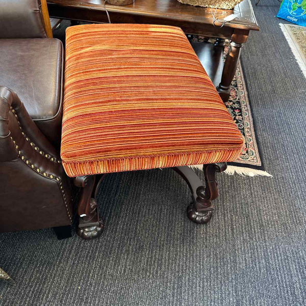 Gold & Red Striped Ottoman
