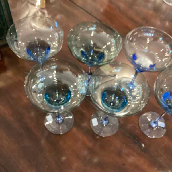 Blue Margarita Glasses - Set of 6