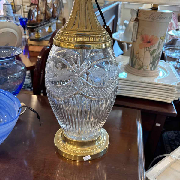 Crystal And Brass Lamp With Shade