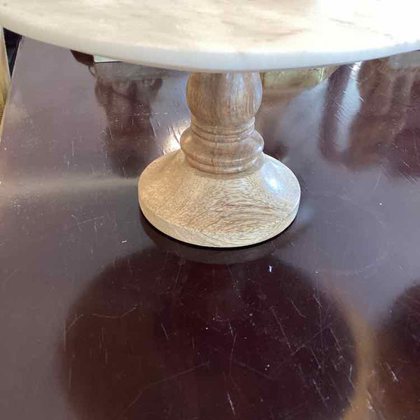 Marble Top Wood Base Cake Stand