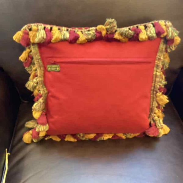 Cranberry Pillow With Tassels
