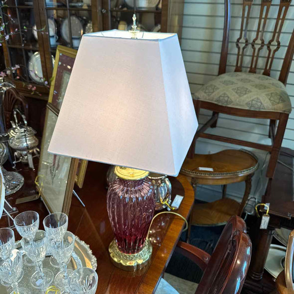 Pair of Cranberry Lamps