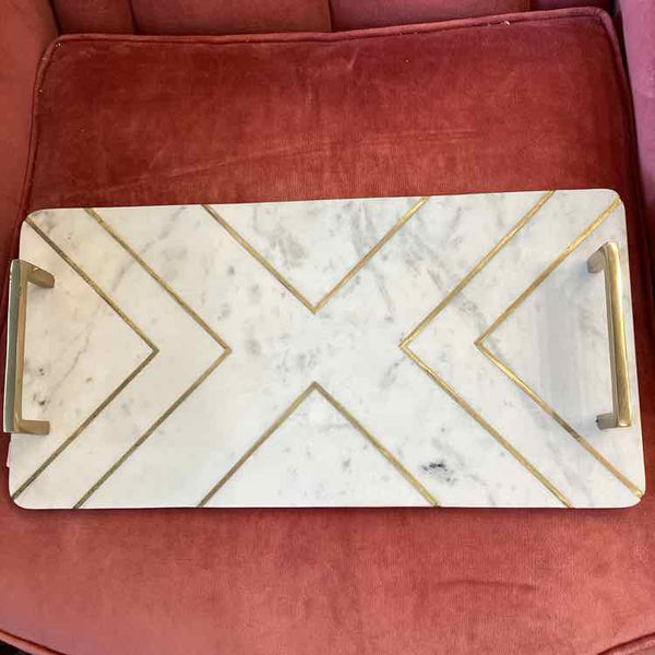 Marble & Gold Tray with Handles