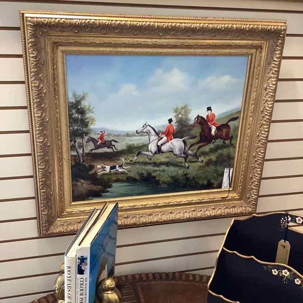 Gold Framed Hunt Oil Painting