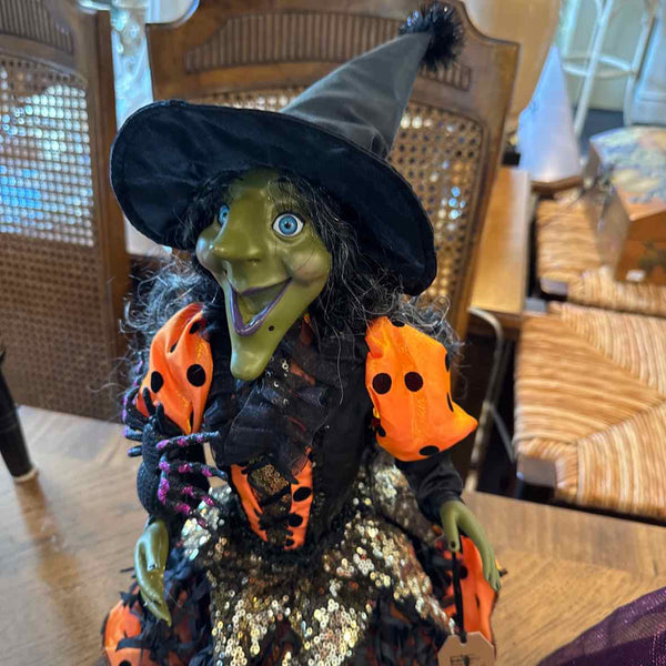 Large Green Witch with Spider