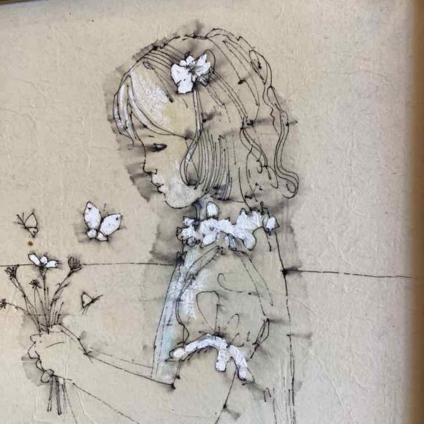 Sketch Of Girl With Flowers