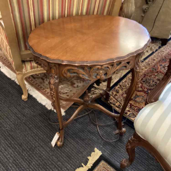 "As Is" Carved Wood Side Table