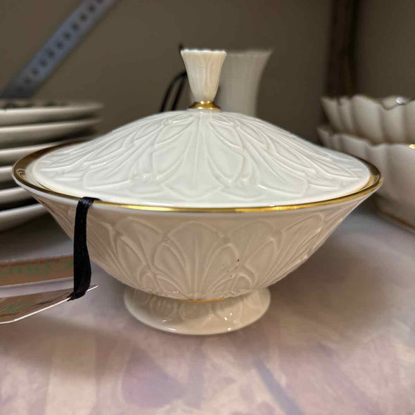 Lenox Gold Leaf Trim Bowl with Lid