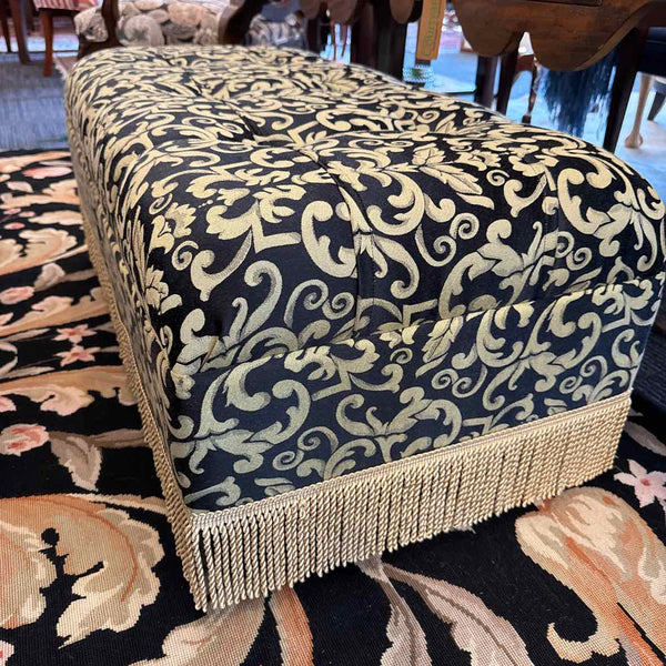 Fringed Black/Gold Ottoman