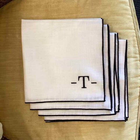 4 Cream Napkins w/ Letter "T"  (Crate & Barrel)