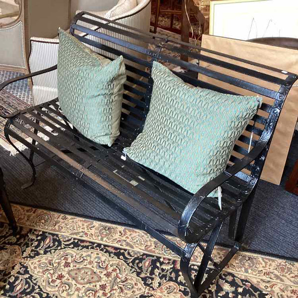 Vintage Black Wrought Iron Bench