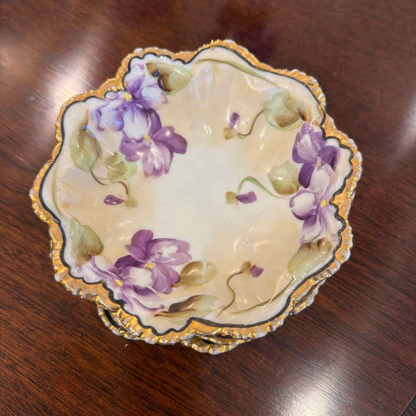Set of 3 Japanese Violet Bowls, 1 Large, 2 Small