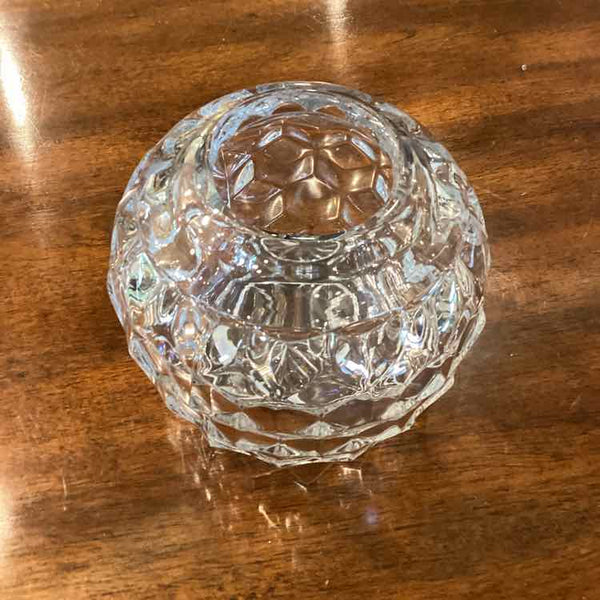 Rose Clear Glass Bowl with Geometric Pattern