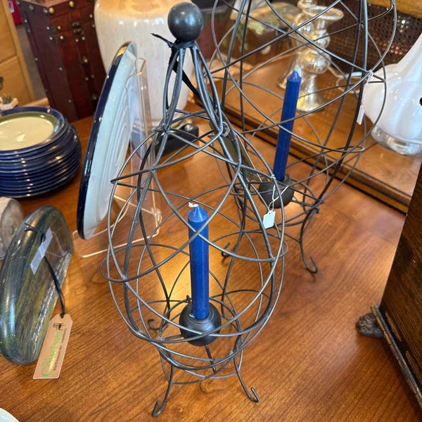 "As Is" Pair Of Wire Candleholders