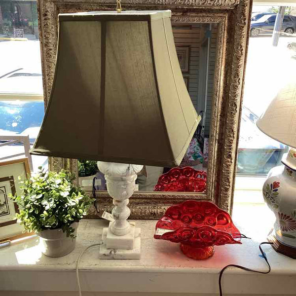 Alabaster Lamp With Green Shade
