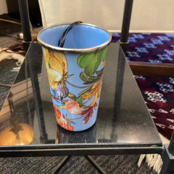 Blue Flowered Mackenzie-Childs Tumbler