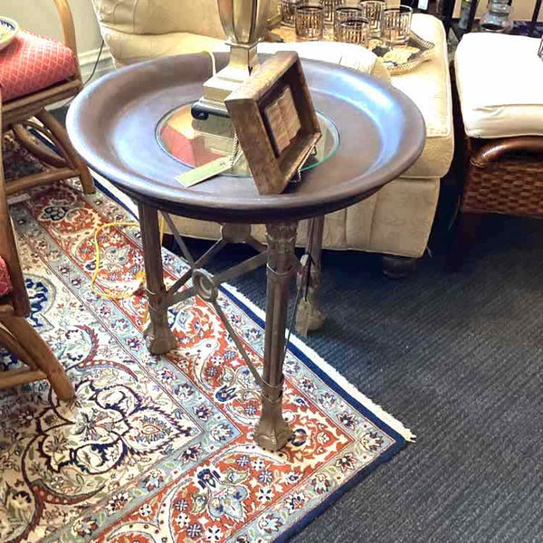 Metal & Glass Round Side Table