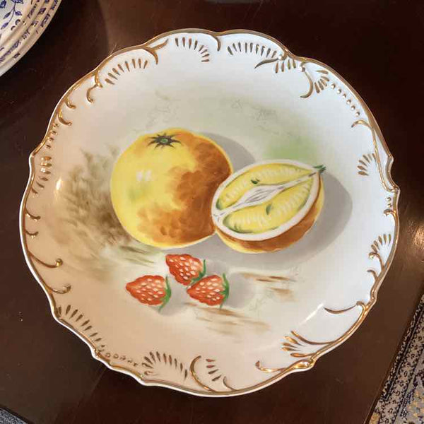 Four Fruit Plates With Gold Trim