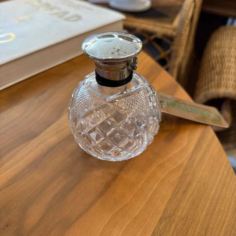 Cut Glass Perfume Bottle with Sterling Top
