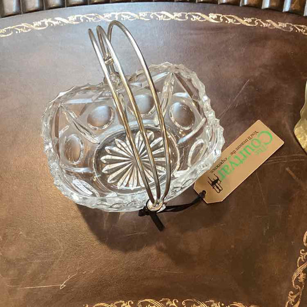Glass Basket With Silver Handle