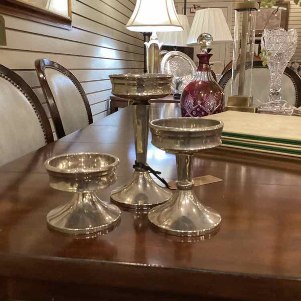 Pottery Barn Set of 3 Silverplate Candleholders