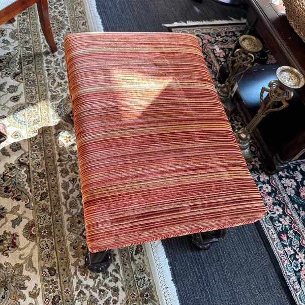 Gold & Red Striped Ottoman