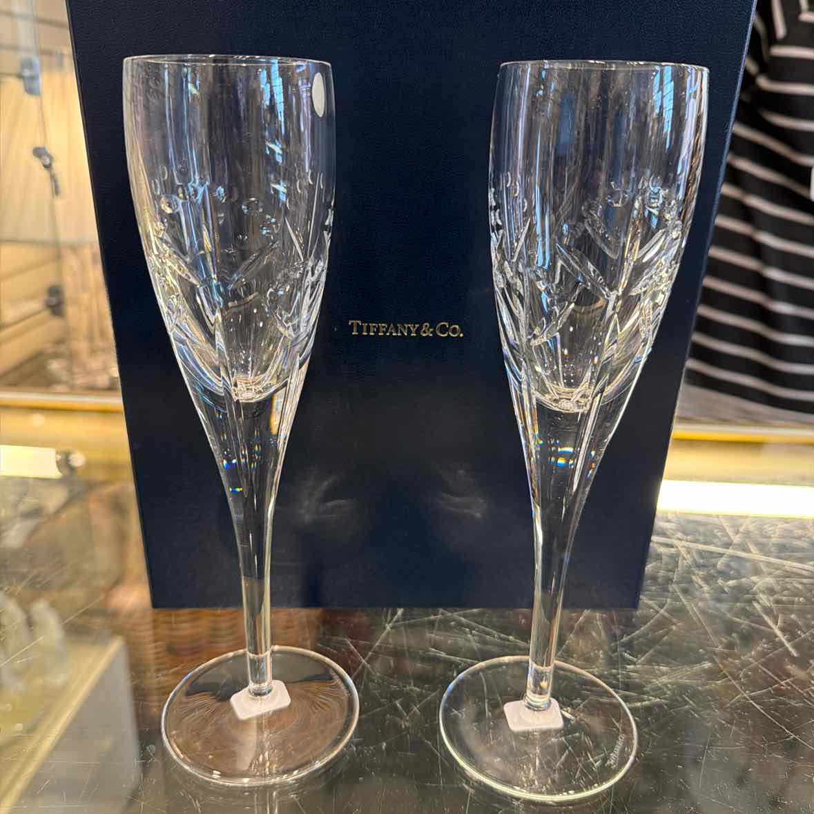 Two Tiffany Champagne Flutes