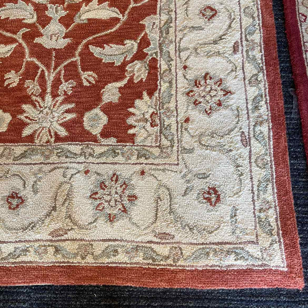 Rust And Cream Wool Tufted Rug